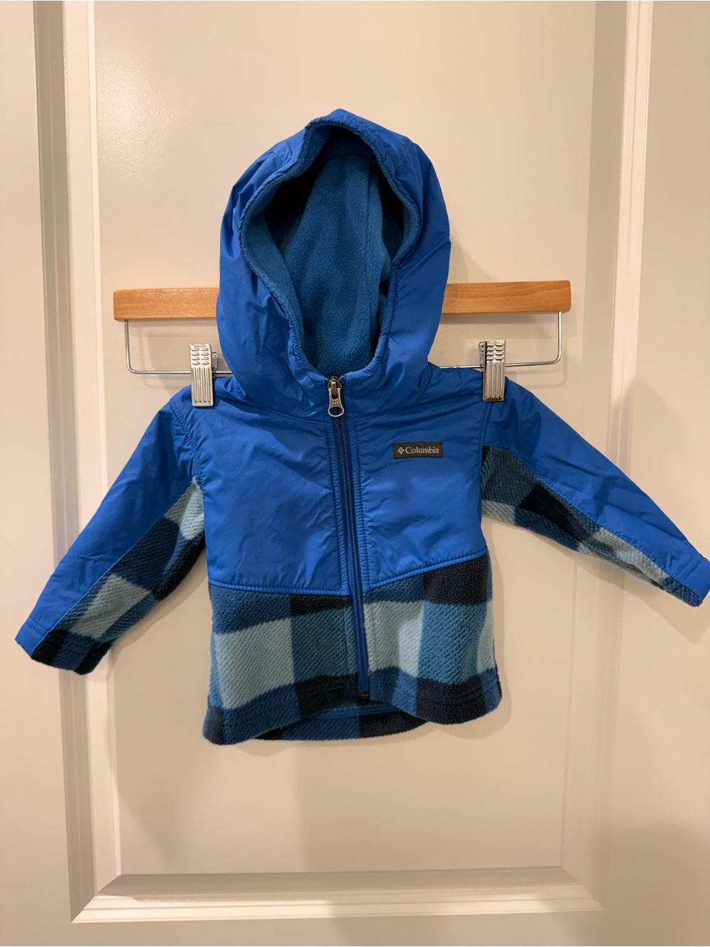 Columbia Blue Hooded Fleece-Trim Jacket